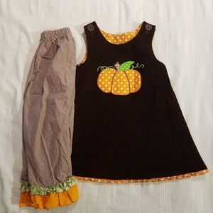 Kelly's Kids corduroy reversible jumper Halloween & Thanksgiving & pull on pants